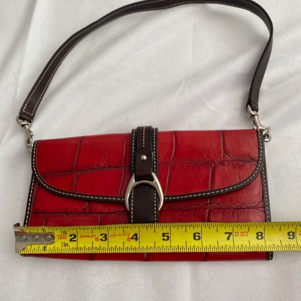 Red and Brown Croc-Embossed Women's Bag